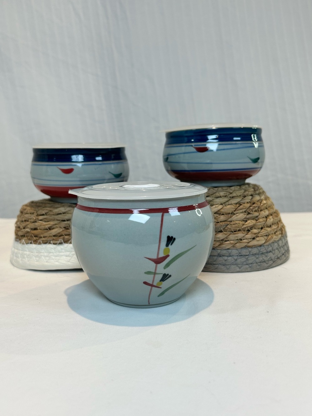 Nobilta Ceramic Bowl & Oven Storage Container Set Of 3 W Lids Hand Made